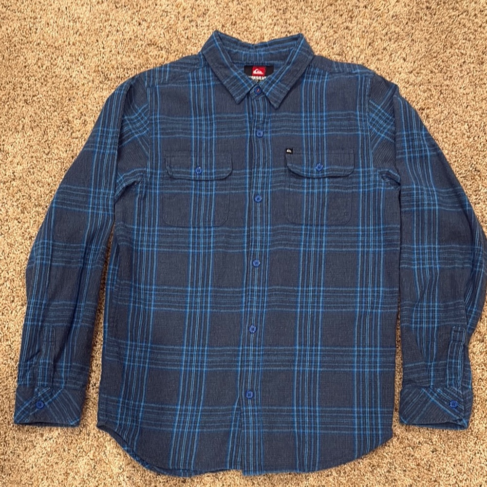 Quiksilver Blue Plaid Button Down Shirt